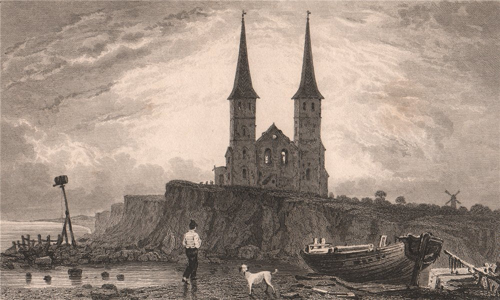 St Mary's Church, Reculver, Kent. SHEPHERD 1829 old antique print picture
